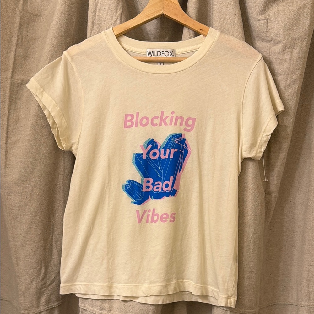 Wildfox Blocking your bad vibes Graphic Tee NWOT